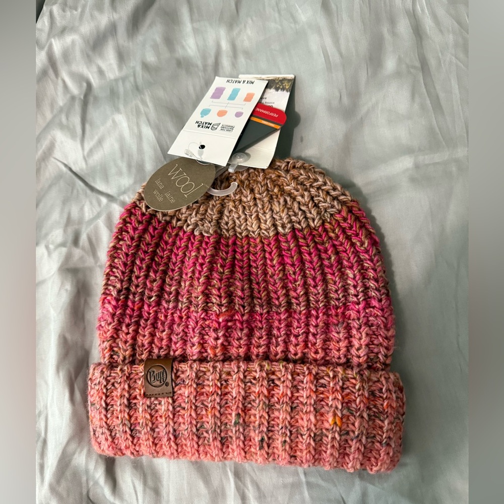 Buff Knit & Fleece Hat Olya Dune wool dune Toboggan